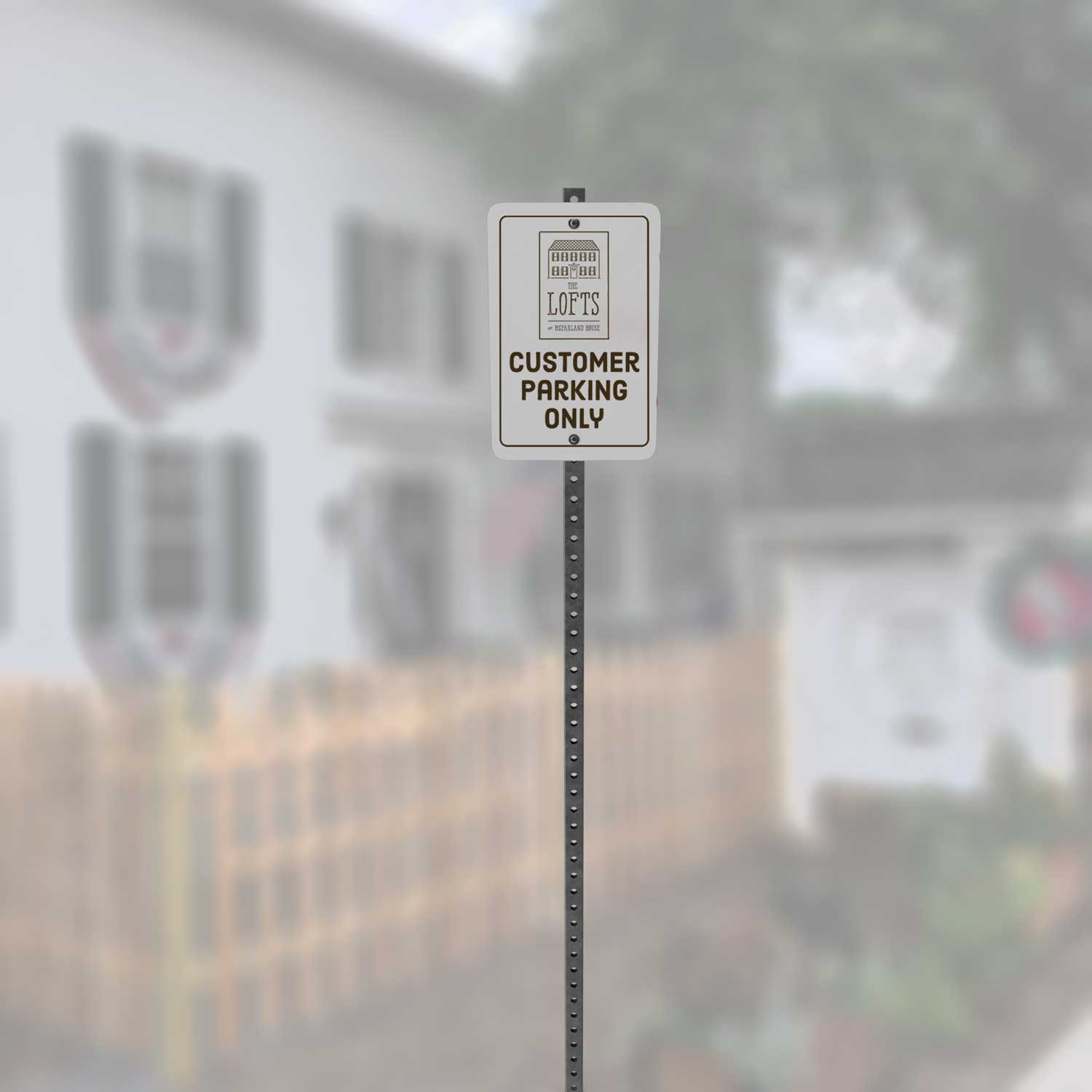 McFarland House Cafe parking sign mockup.