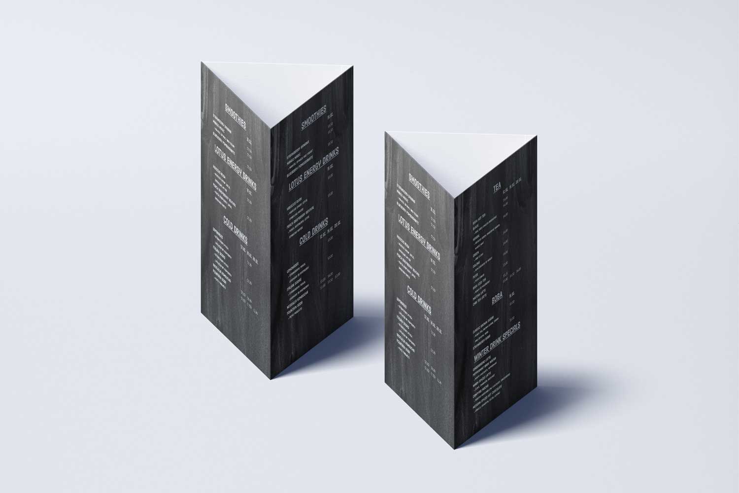 Menu table tent card mockups.