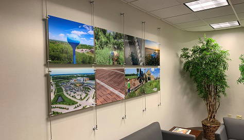 A grid arrangement of decorative acrylic photos.