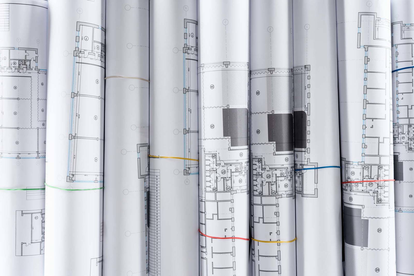 Rolls of blueprints.