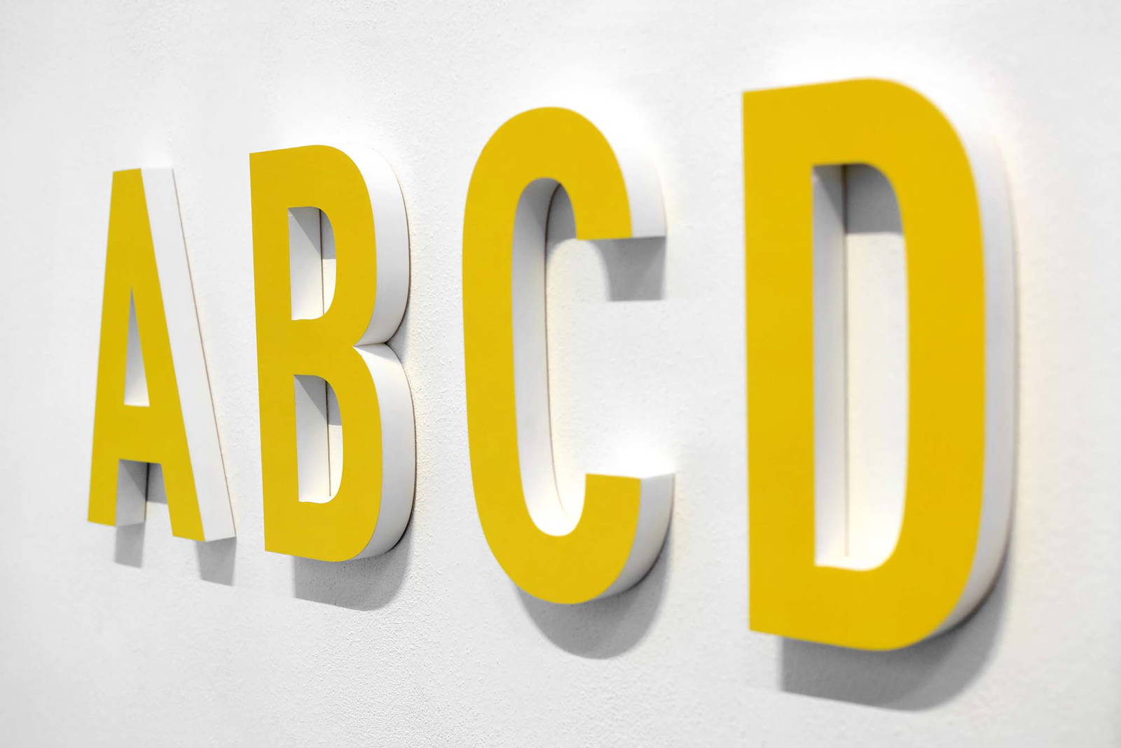 Plastic signage "A, B, C, D"
