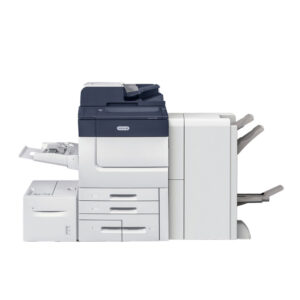 Home 128 Xerox® PrimeLink® C9065/C9070 Series Printer with advanced touchscreen interface and multi-tray paper handling system.