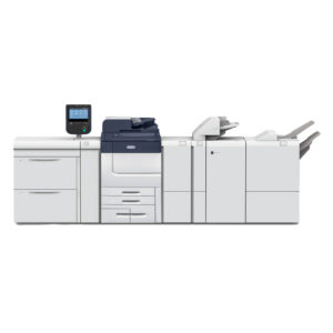 Home 129 Xerox® PrimeLink® C9065/C9070 Series Printer fully equipped with additional feeders and finishers for advanced production printing.