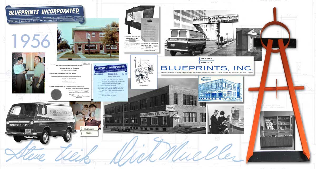 History Wall collage of old photos, many are black and white, displaying aspects of the original BPI Color business.