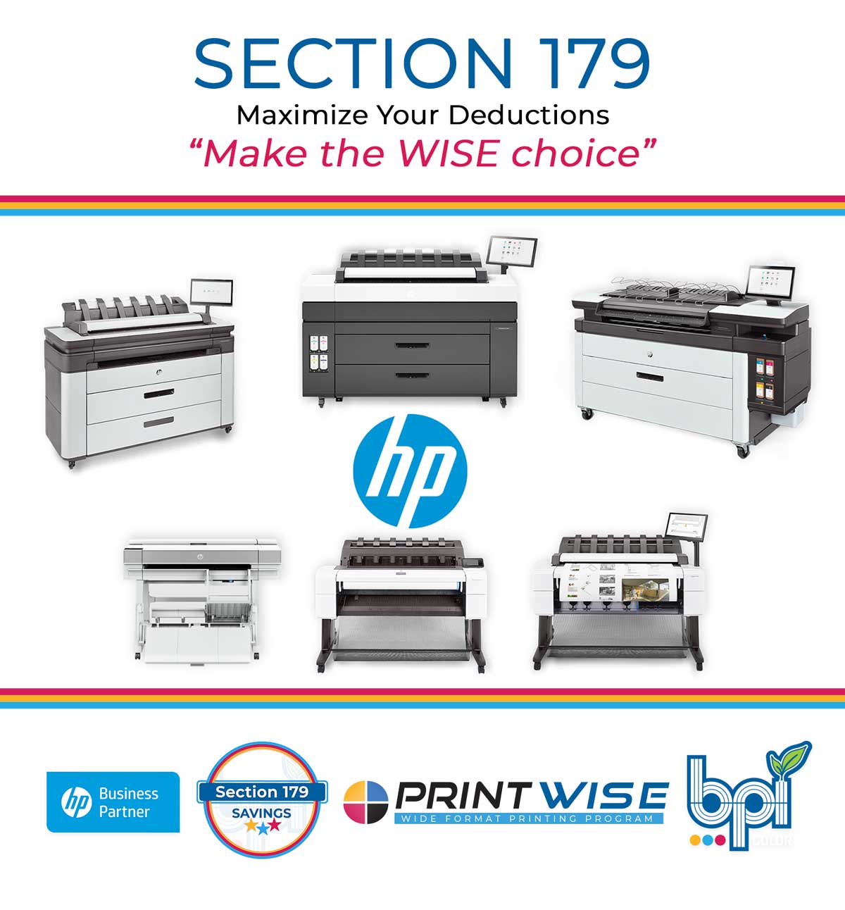 HP Printer collage for the Section 179 tax deductions.