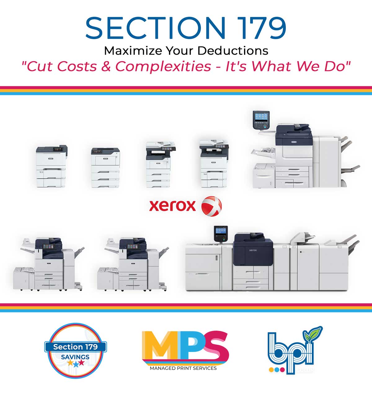 Collage of Xerox Printers for Section 179 Tax Deductions.