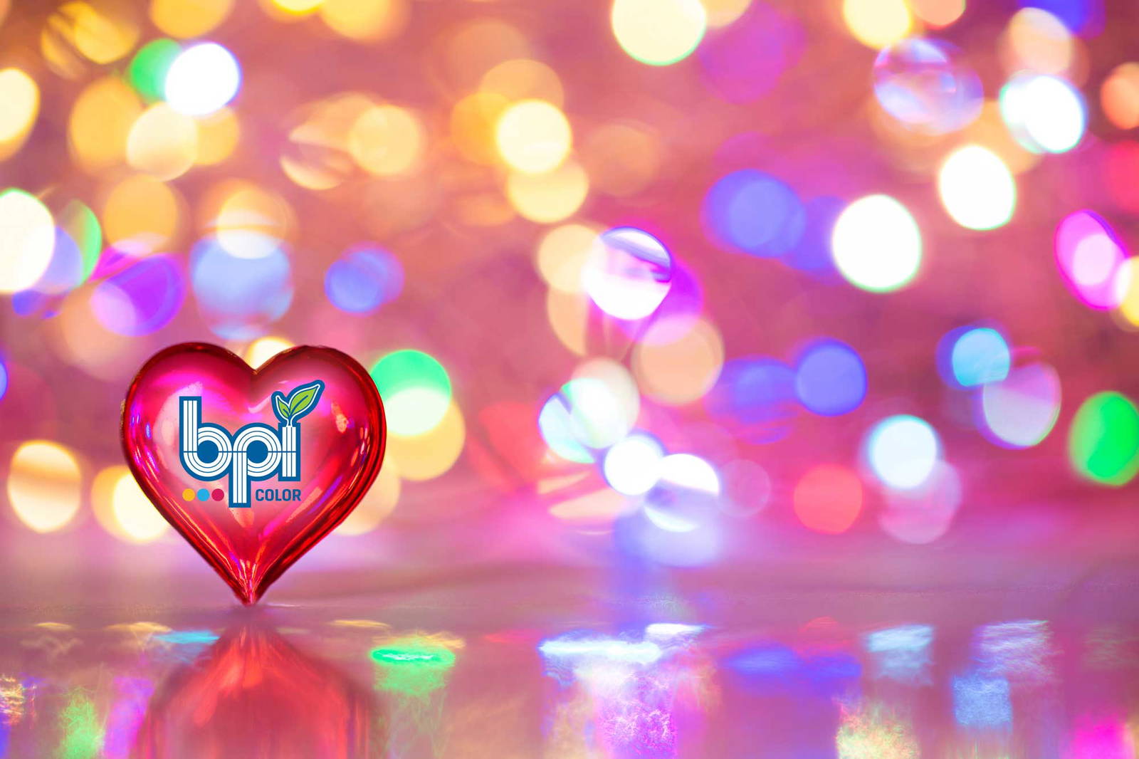 Colorful heart with BPI Color's logo.