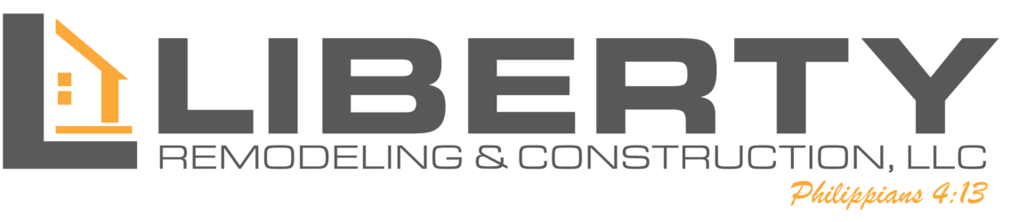Liberty Remodeling & Construction LLC logo featuring a stylized home icon and Philippians 4:13 scripture reference.