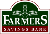 Farmer's Savings Bank logo in dark green and maroon.