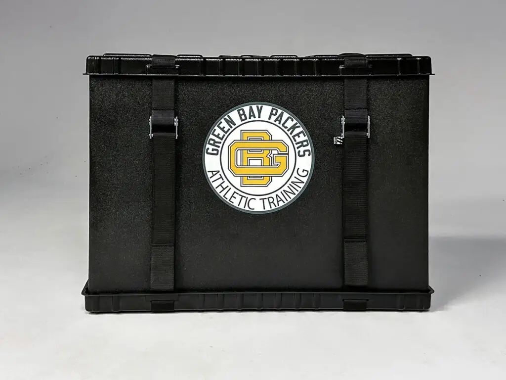 Thuli Tables Case featuring Green Bay Packers Athletic Training logo with yellow and green detailing.