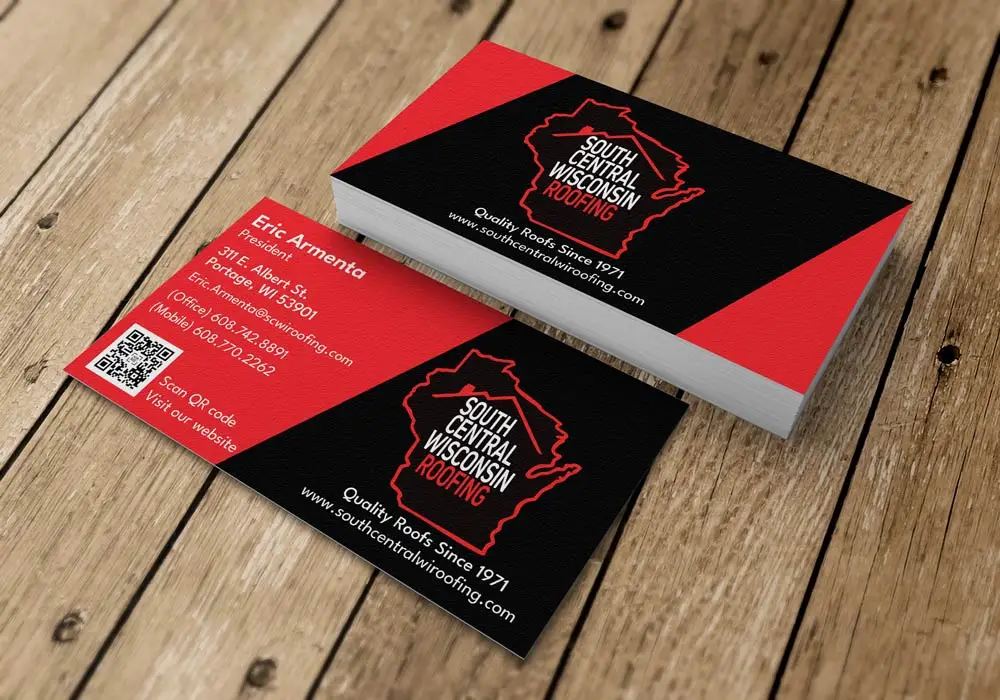 South Central Wi Roofing Business Cards Mockup