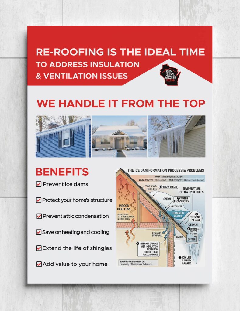 South Central Wi Roofing Ice Dams Sign
