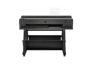 Product shot of the HP DesignJet T850 printer plotter with MFP option black in color front facing shot