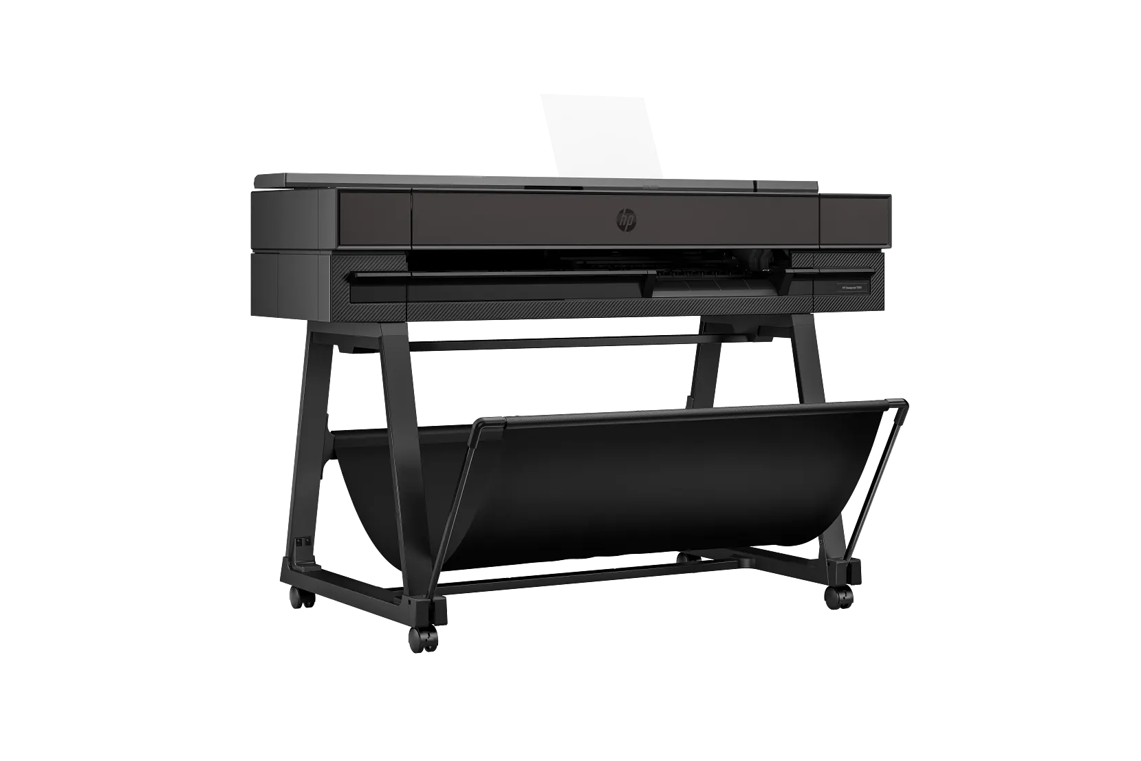 Product shot of the HP DesignJet T850 printer plotter with MFP option black in color angled to the right