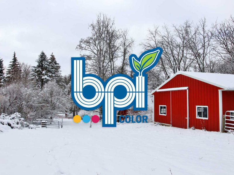 Red barn in a snowy field