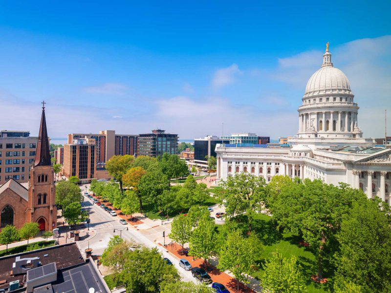 Ariel view of Madison, WI.